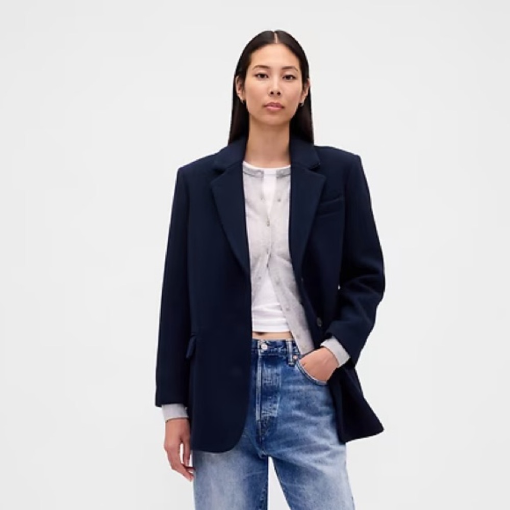 NWT! GAP Navy Oversized Wool-Blend Blazer - Size Small
